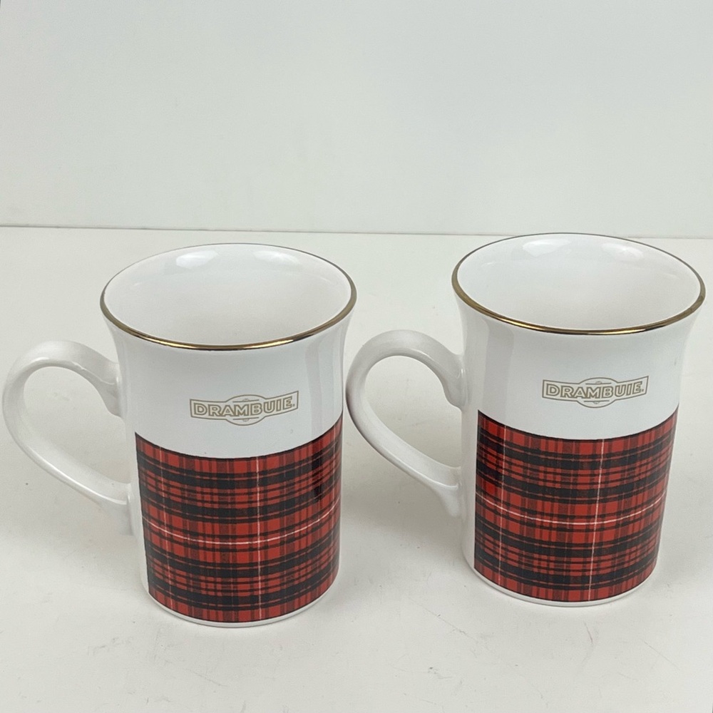 Set of 2 Kilncraft Drambuie Coffee Mugs Tartan Red Plaid